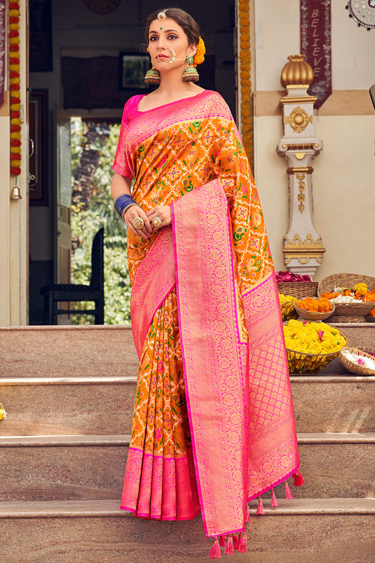 Sunset Orange Patola Saree