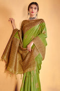 Pear Green Cotton Silk Saree