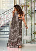 Grey Pure Cotton Hand Block Print Sarees Saree With Blouse Piece