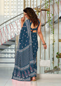 Blue Pure Cotton Hand Block Print Sarees Saree With Blouse Piece