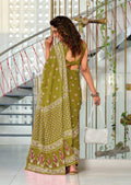 Lime Green Pure Cotton Hand Block Print Sarees Saree With Blouse Piece