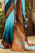 Sky Blue Satin Saree