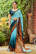 Sky Blue Satin Saree