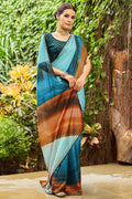 Sky Blue Satin Saree