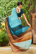 Sky Blue Satin Saree