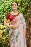 Multicolor Satin Saree