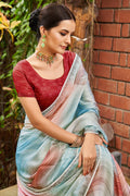 Multicolor Satin Saree