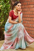 Multicolor Satin Saree