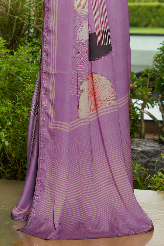 Light Purple Satin Saree