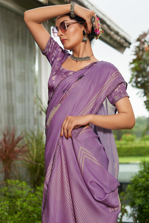Light Purple Satin Saree