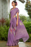 Light Purple Satin Saree