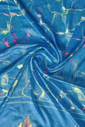 Cyan Blue Satin Saree