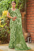 Sage Green Satin Saree