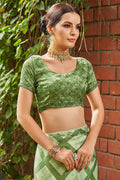 Sage Green Satin Saree