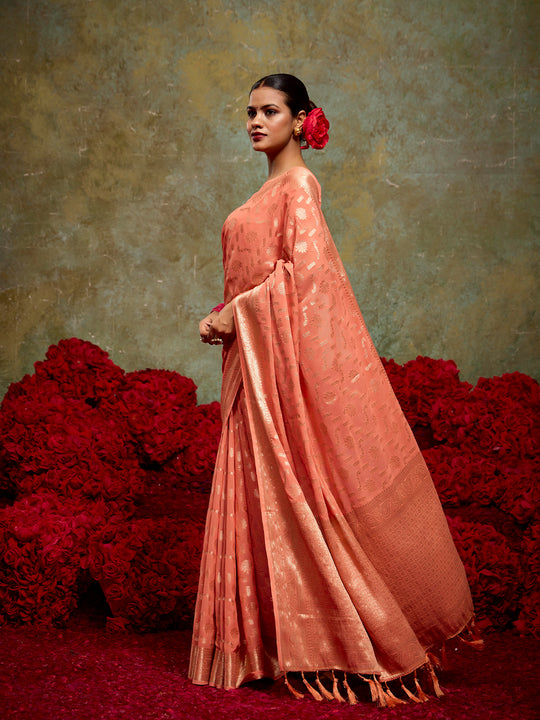 Georgette Banarasi Saree With Blouse Piece