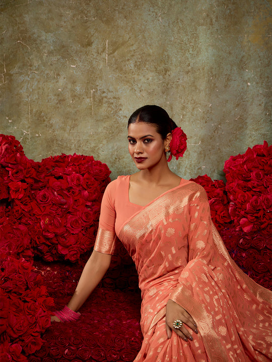 Georgette Banarasi Saree With Blouse Piece