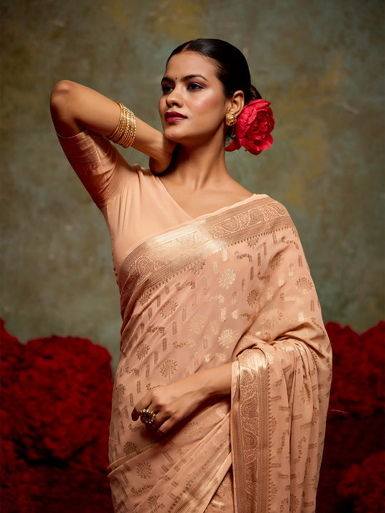 Georgette Banarasi Saree With Blouse Piece