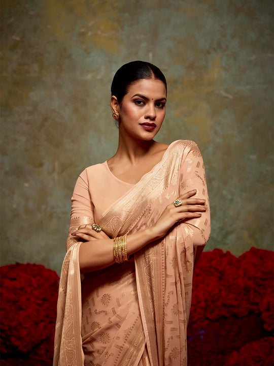 Georgette Banarasi Saree With Blouse Piece