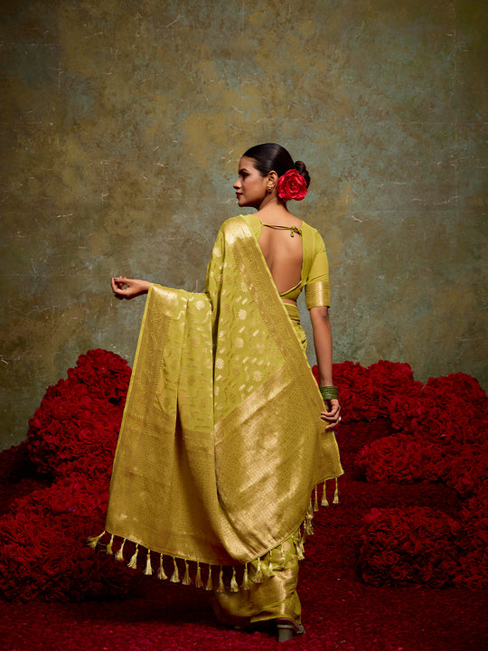 Georgette Banarasi Saree With Blouse Piece