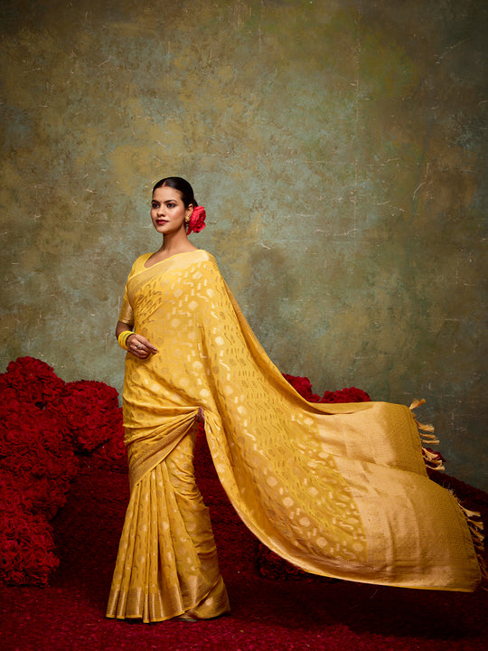 Georgette Banarasi Saree With Blouse Piece