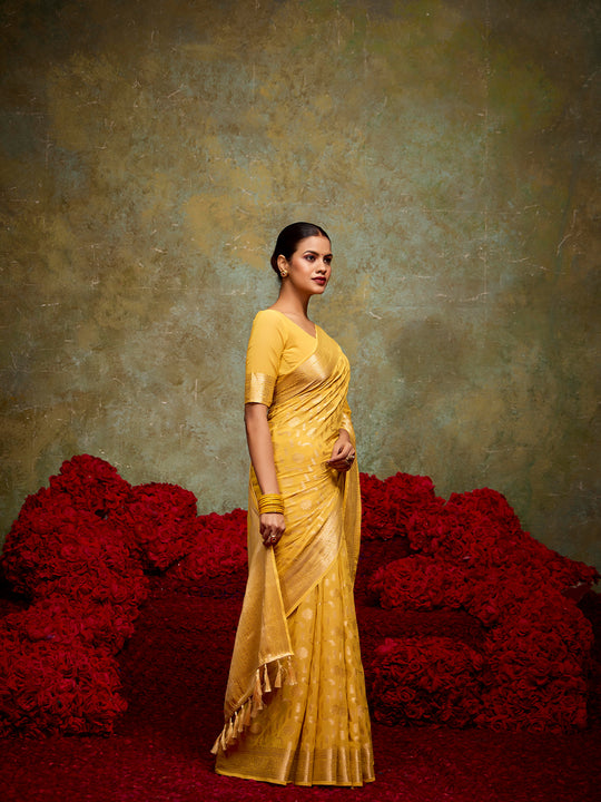 Georgette Banarasi Saree With Blouse Piece