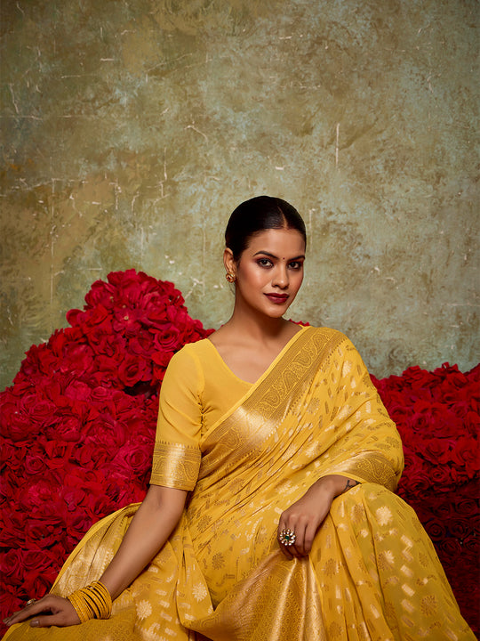 Georgette Banarasi Saree With Blouse Piece