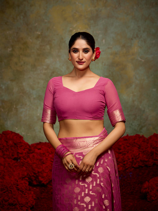 Georgette Banarasi Saree With Blouse Piece