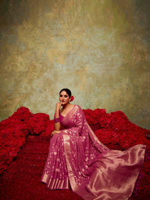 Georgette Banarasi Saree With Blouse Piece