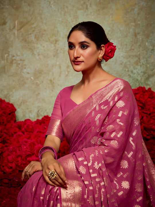 Georgette Banarasi Saree With Blouse Piece