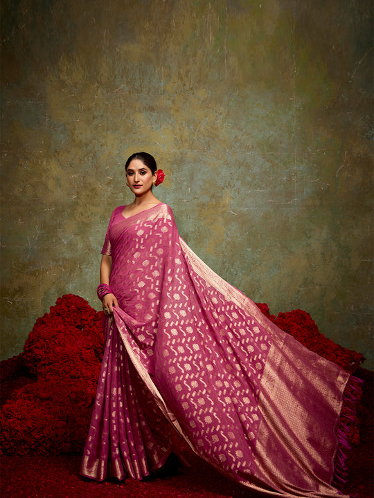 Georgette Banarasi Saree With Blouse Piece