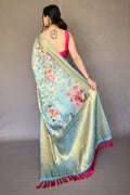 Powder Blue Digital Print Saree