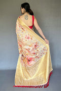 Pastel Cream Digital Print Saree