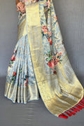 Coin Grey Digital Print Saree