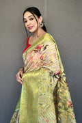 Pista Green Digital Print Saree