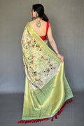 Pista Green Digital Print Saree