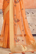 Cantaloupe Orange Organza Saree