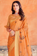 Cantaloupe Orange Organza Saree