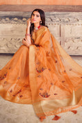 Cantaloupe Orange Organza Saree
