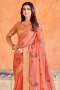 Thulian Pink Organza Saree