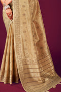 Tan Beige Cotton Saree