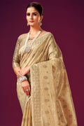 Tan Beige Cotton Saree