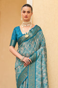 Multicolor Tussar silk Saree With Blouse Piece