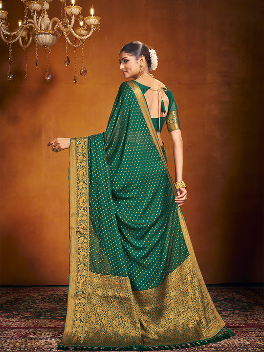 Chinon Party Wear Saree With Blouse Piece