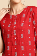 Women Red White Printed Kurta with Palazzos