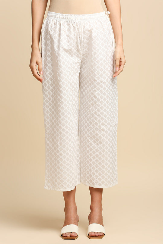 Women Red White Printed Kurta with Palazzos