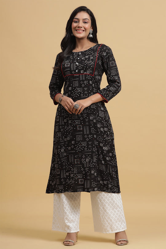 Women Black Off-White Kurta with Palazzos