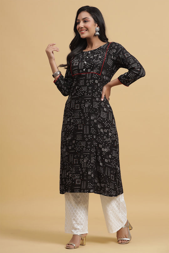 Women Black Off-White Kurta with Palazzos
