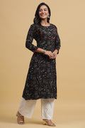 Women Black Off-White Kurta with Palazzos