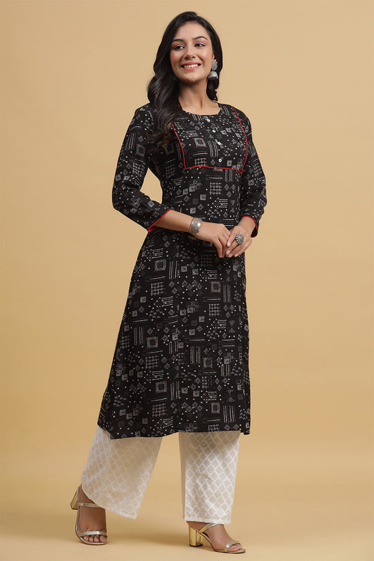 Women Black Off-White Kurta with Palazzos
