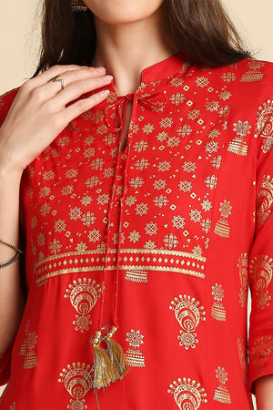 Women Maroon Ethnic Kurta with Palazzos